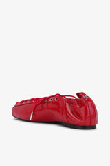 GANNI Discount Lace-Up Ballerinas in Red
