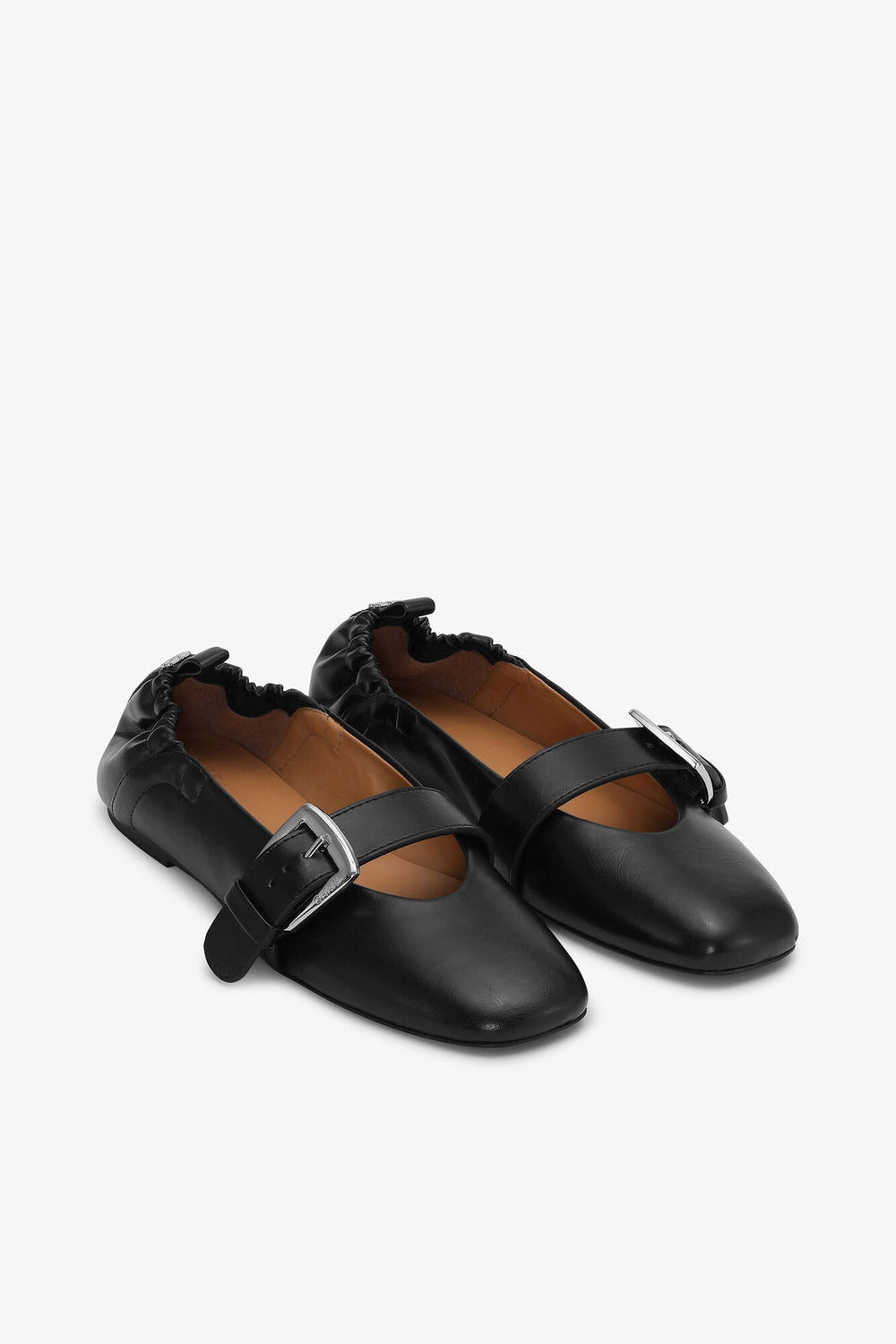 GANNI On Sale Buckle Strap Ballerinas in Black