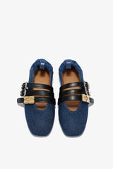 GANNI Outlet Sue Triple Ballerina in Denim