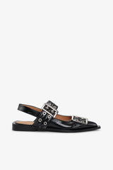 GANNI Hot Sale Feminine Buckle Ballerinas in Black