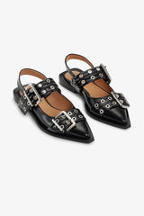 GANNI Hot Sale Feminine Buckle Ballerinas in Black