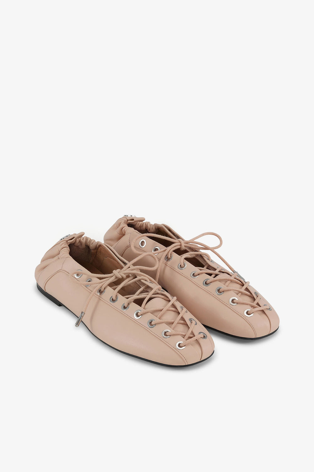 GANNI New Lace-Up Ballerinas in Beige