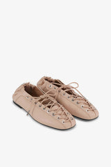 GANNI New Lace-Up Ballerinas in Beige