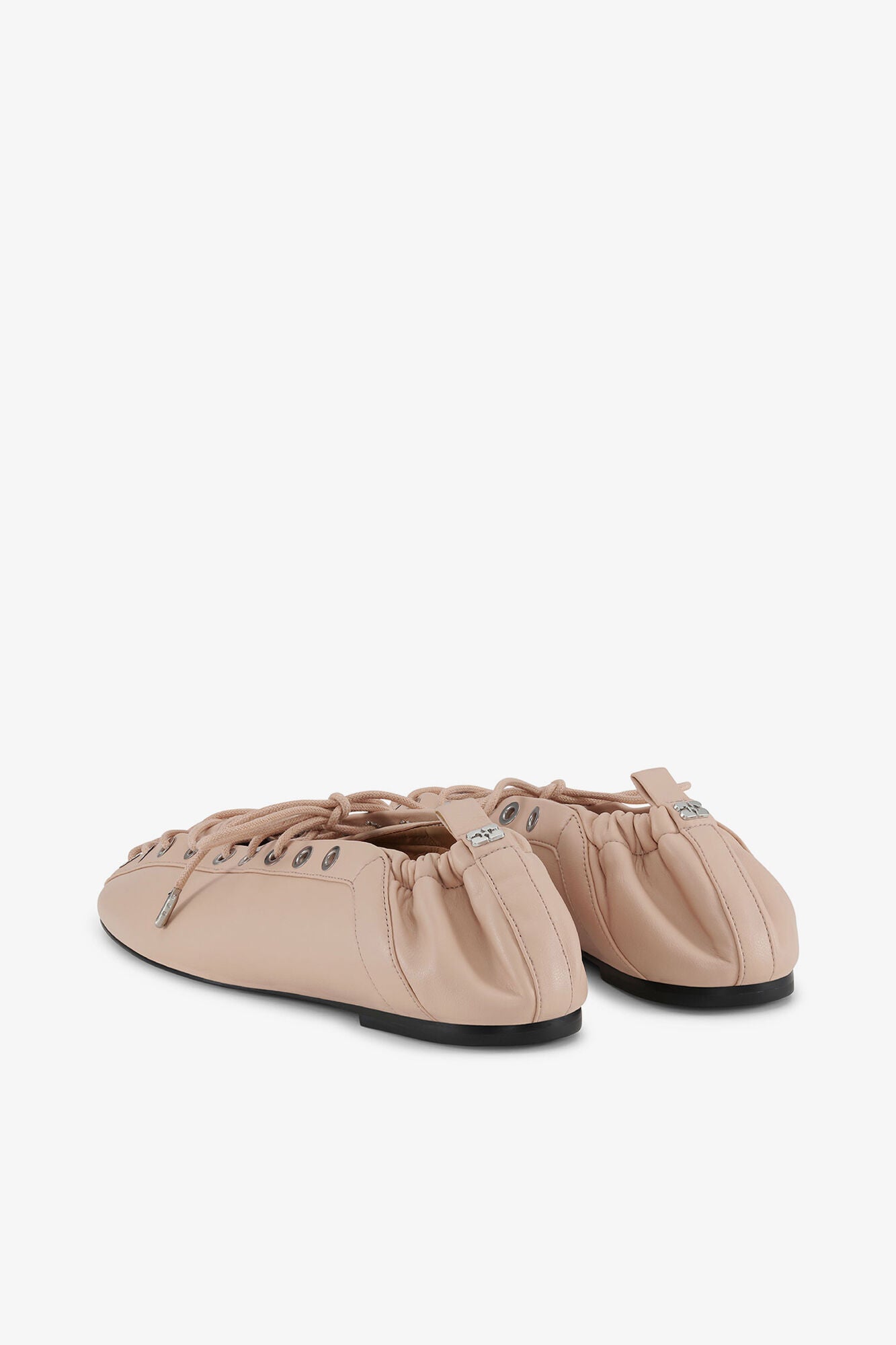 GANNI New Lace-Up Ballerinas in Beige