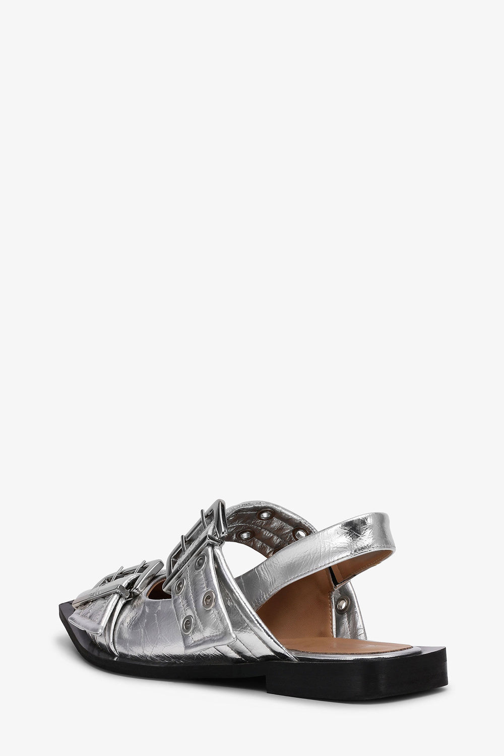 GANNI us Feminine Buckle Ballerinas in Silver