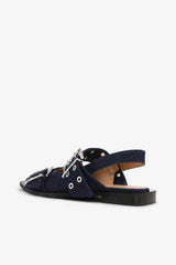 GANNI Online Denim Feminine Buckle Ballerinas