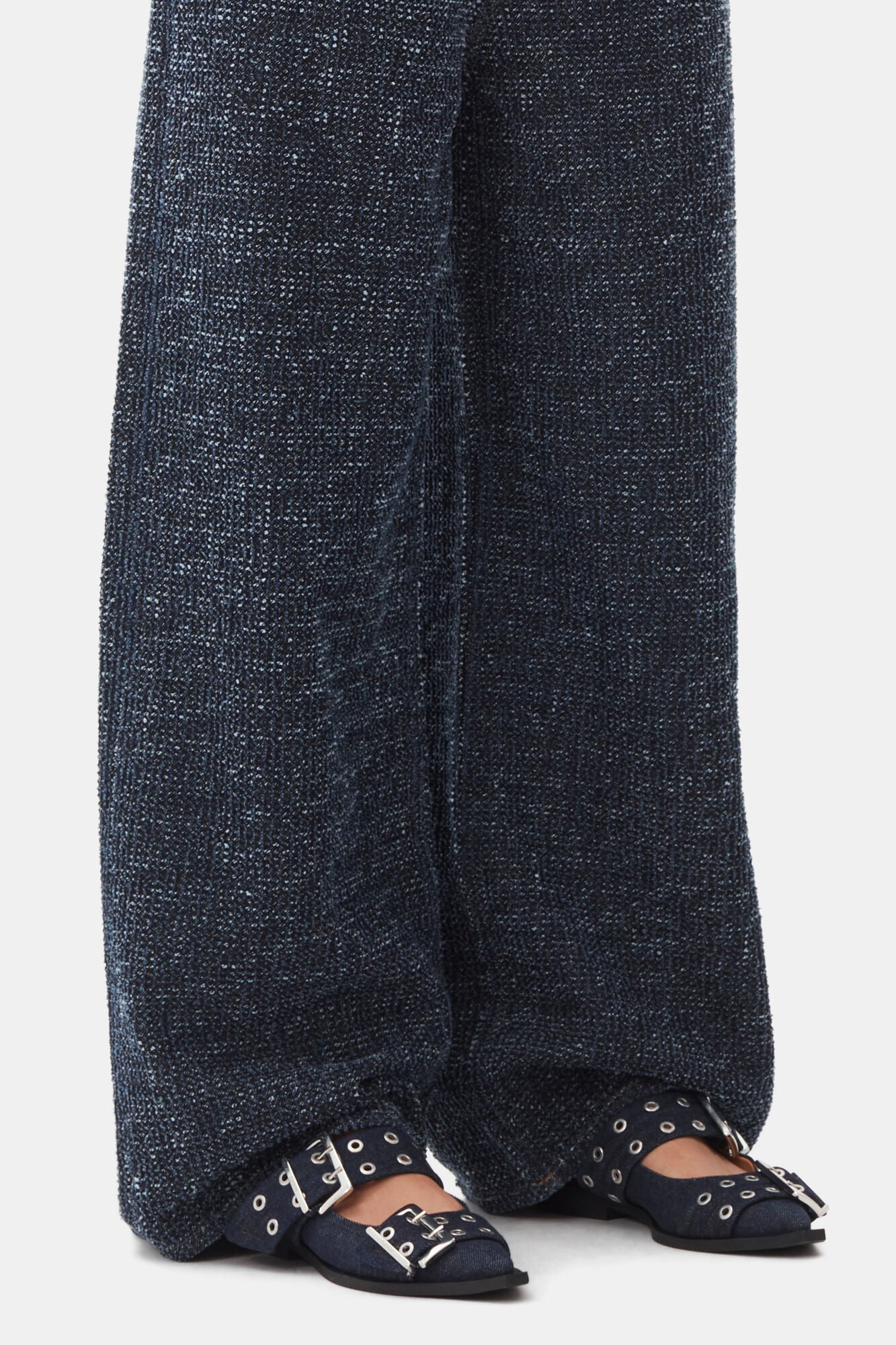 GANNI Online Denim Feminine Buckle Ballerinas