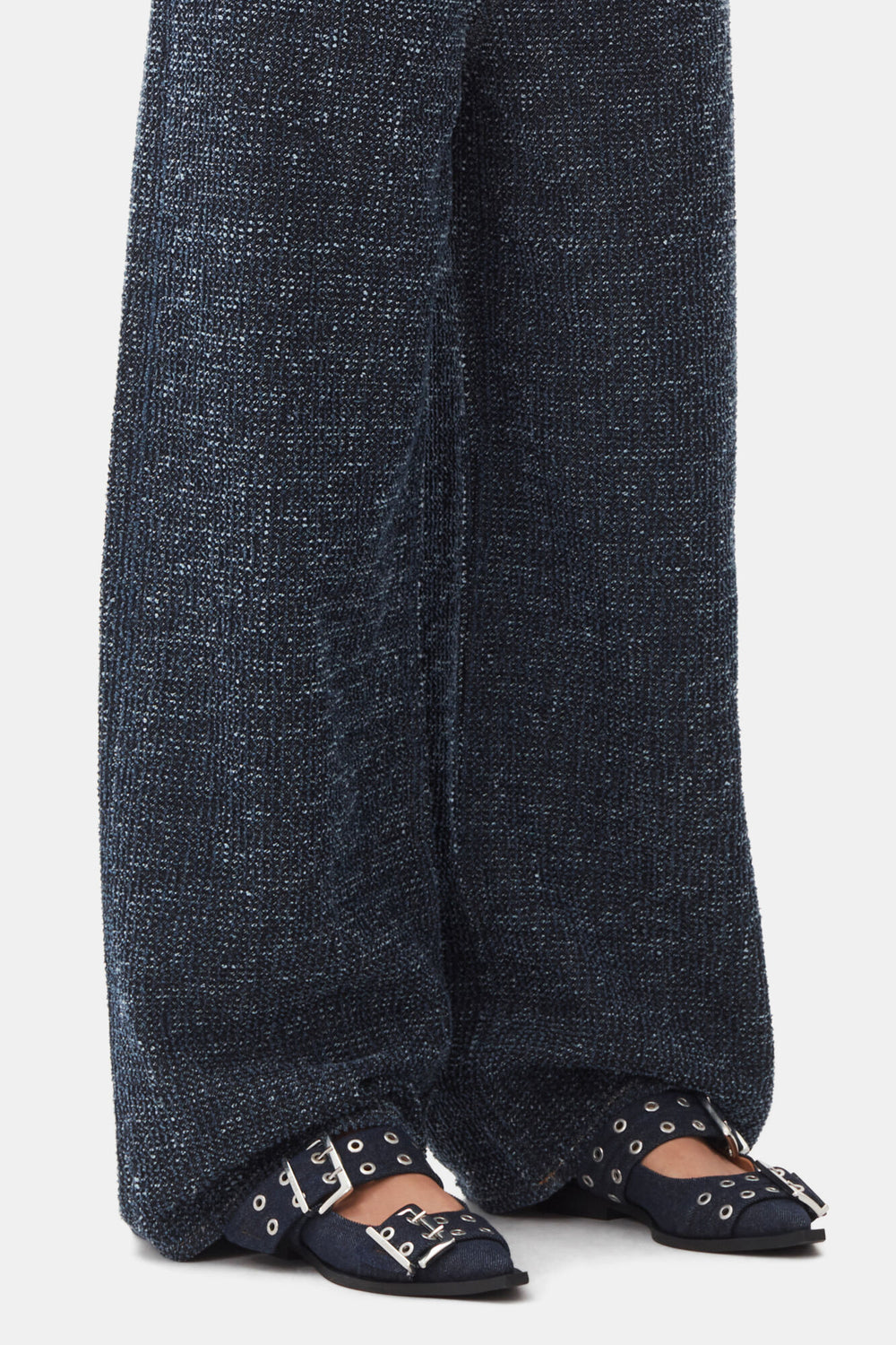 GANNI Online Denim Feminine Buckle Ballerinas