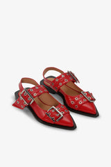 GANNI Sale Feminine Buckle Ballerinas in Red
