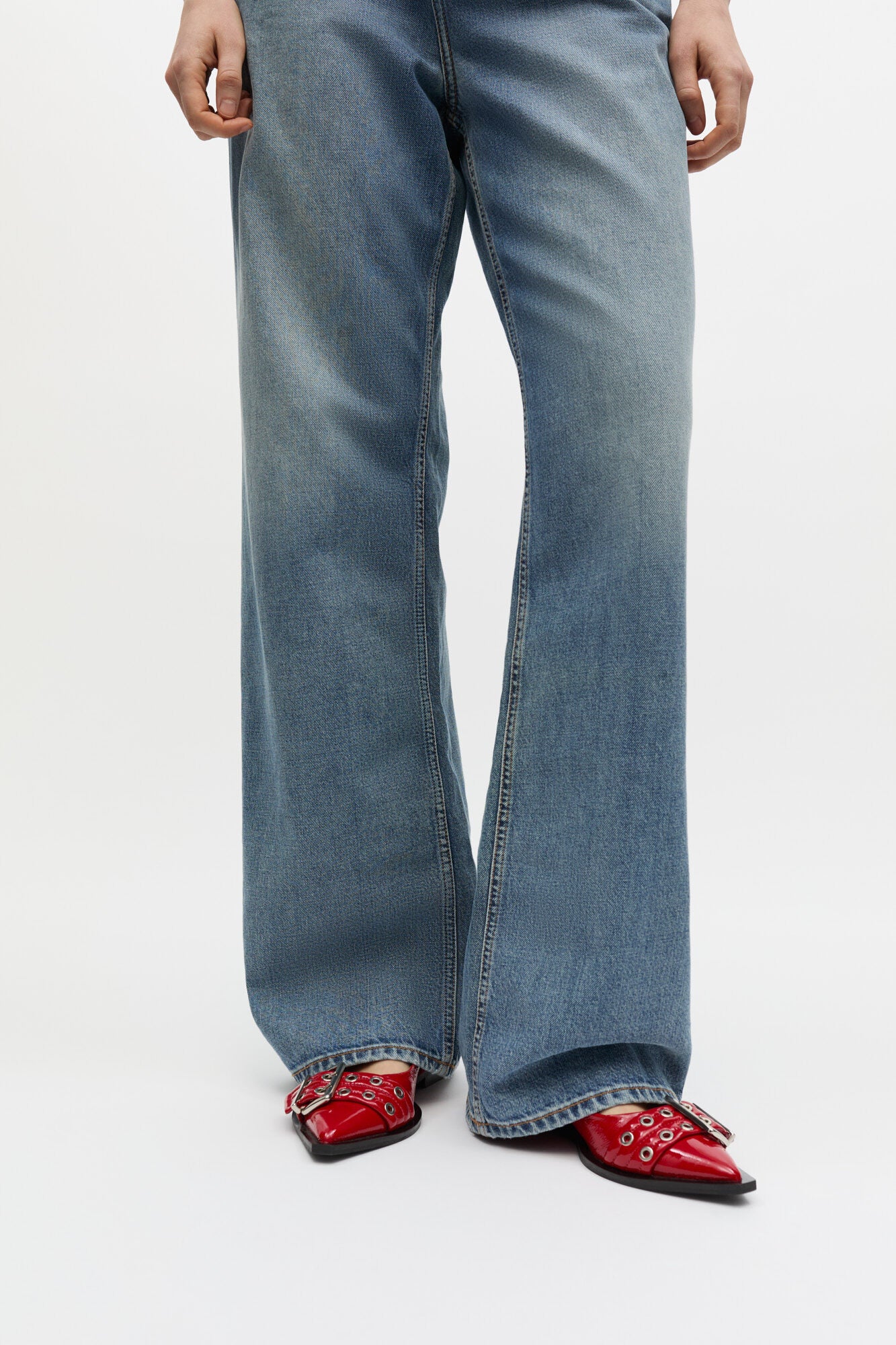GANNI Sale Feminine Buckle Ballerinas in Red