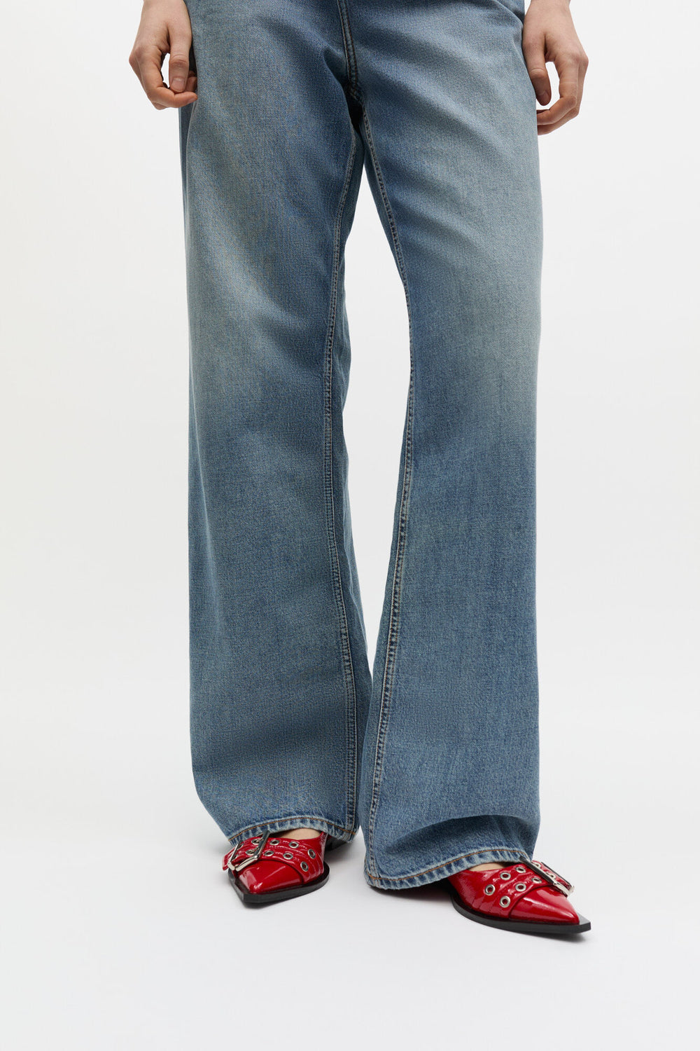 GANNI Sale Feminine Buckle Ballerinas in Red