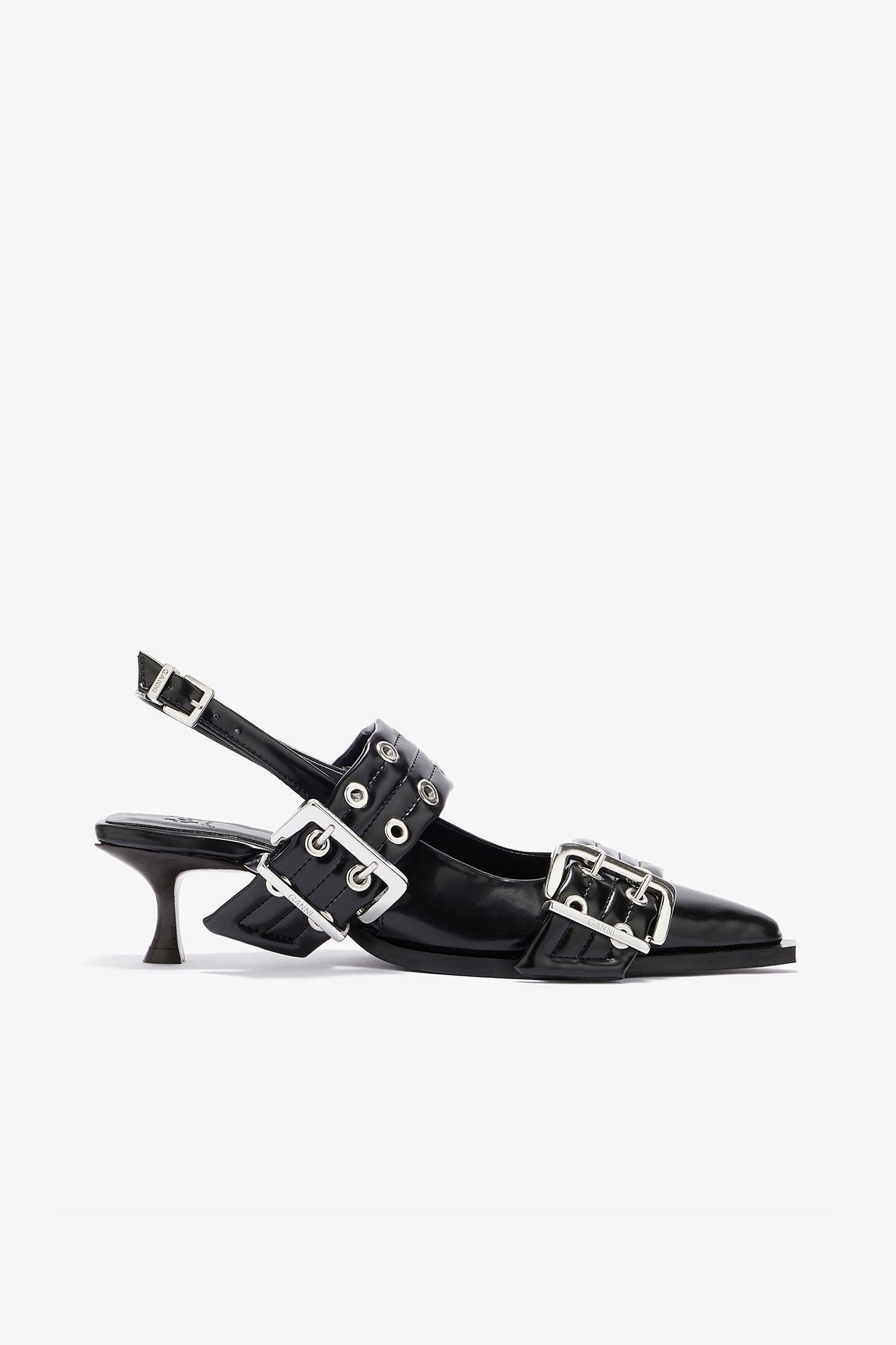 GANNI On Sale Feminine Buckle Heels in Black