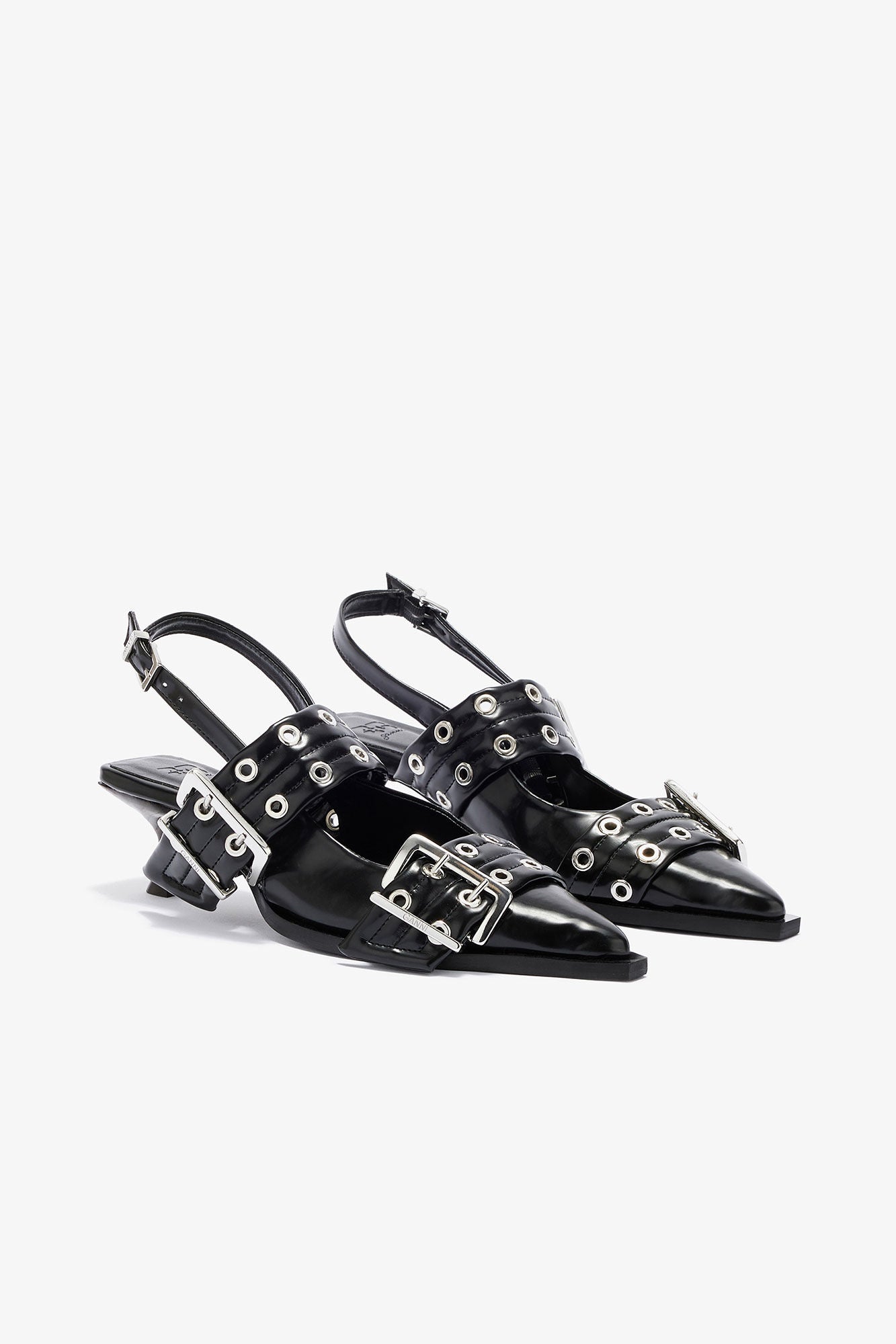 GANNI On Sale Feminine Buckle Heels in Black