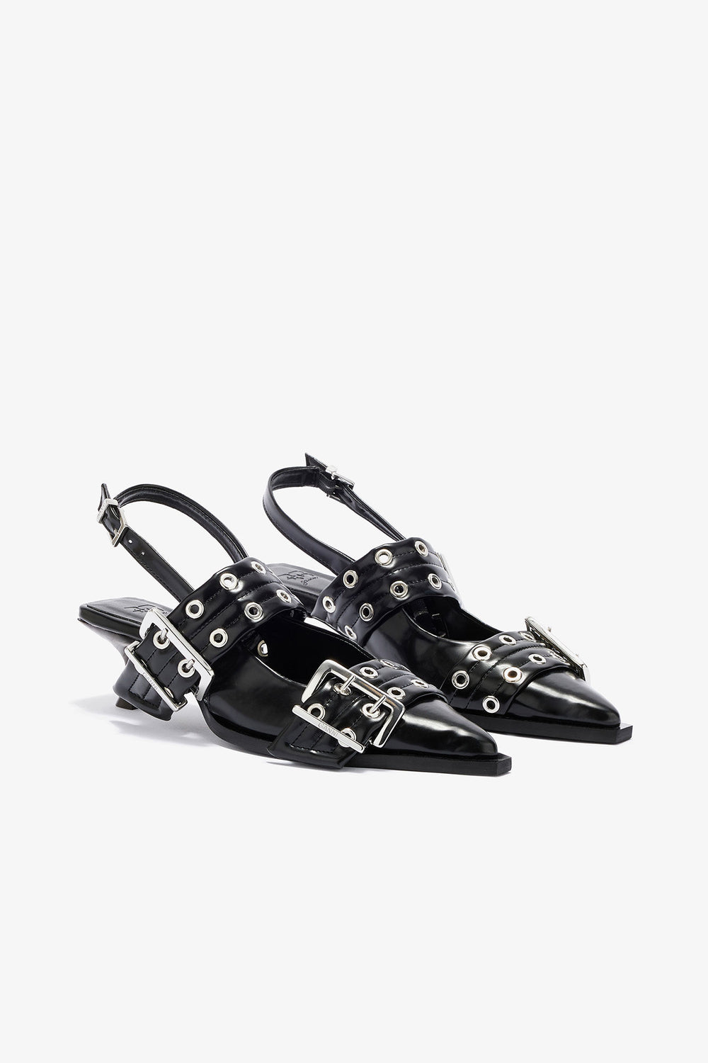 GANNI On Sale Feminine Buckle Heels in Black