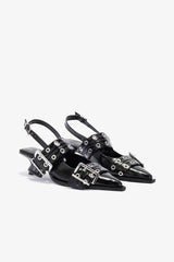 GANNI On Sale Feminine Buckle Heels in Black