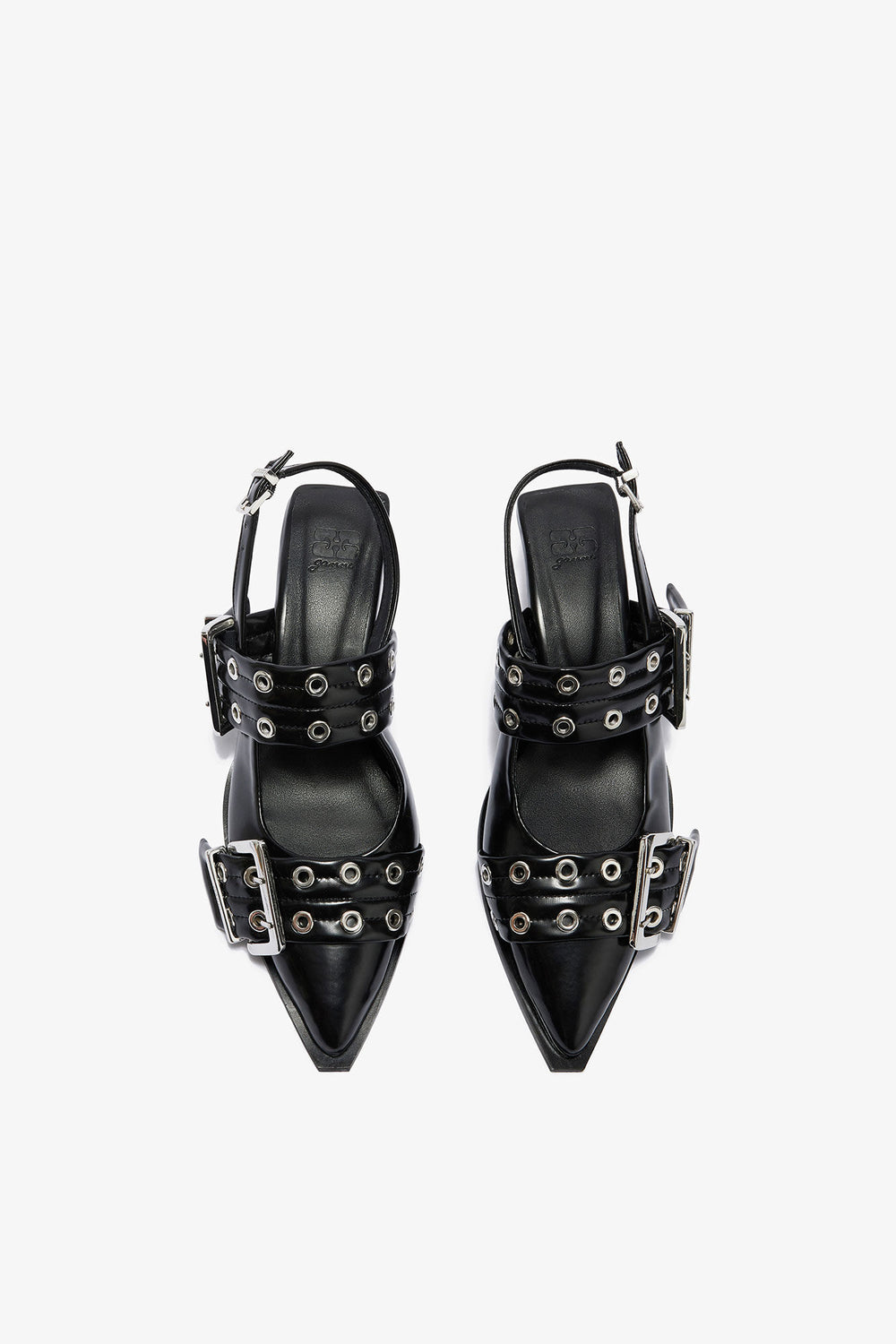 GANNI On Sale Feminine Buckle Heels in Black