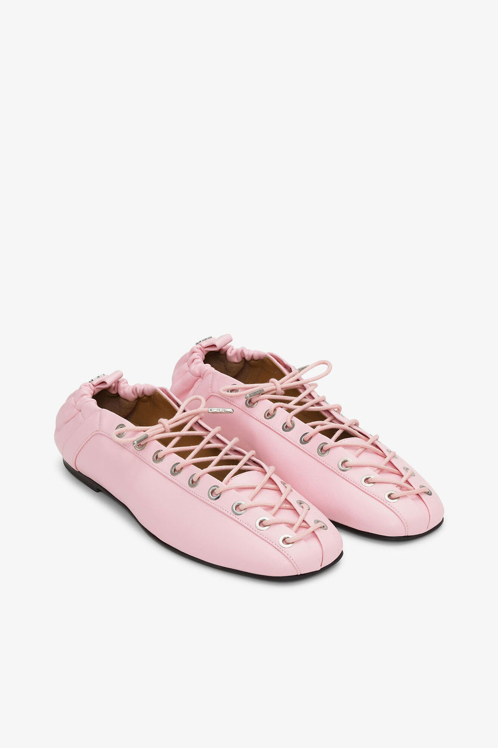 GANNI New Lace-Up Ballerinas in Rose