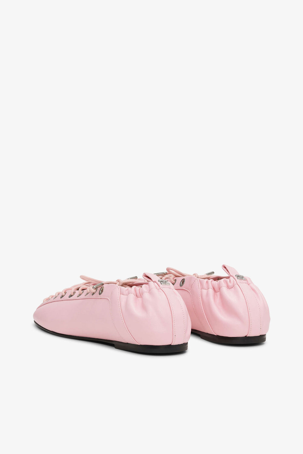 GANNI New Lace-Up Ballerinas in Rose