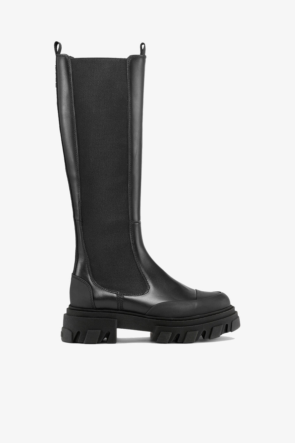 GANNI Online Cleated High Chelsea Boots in Black