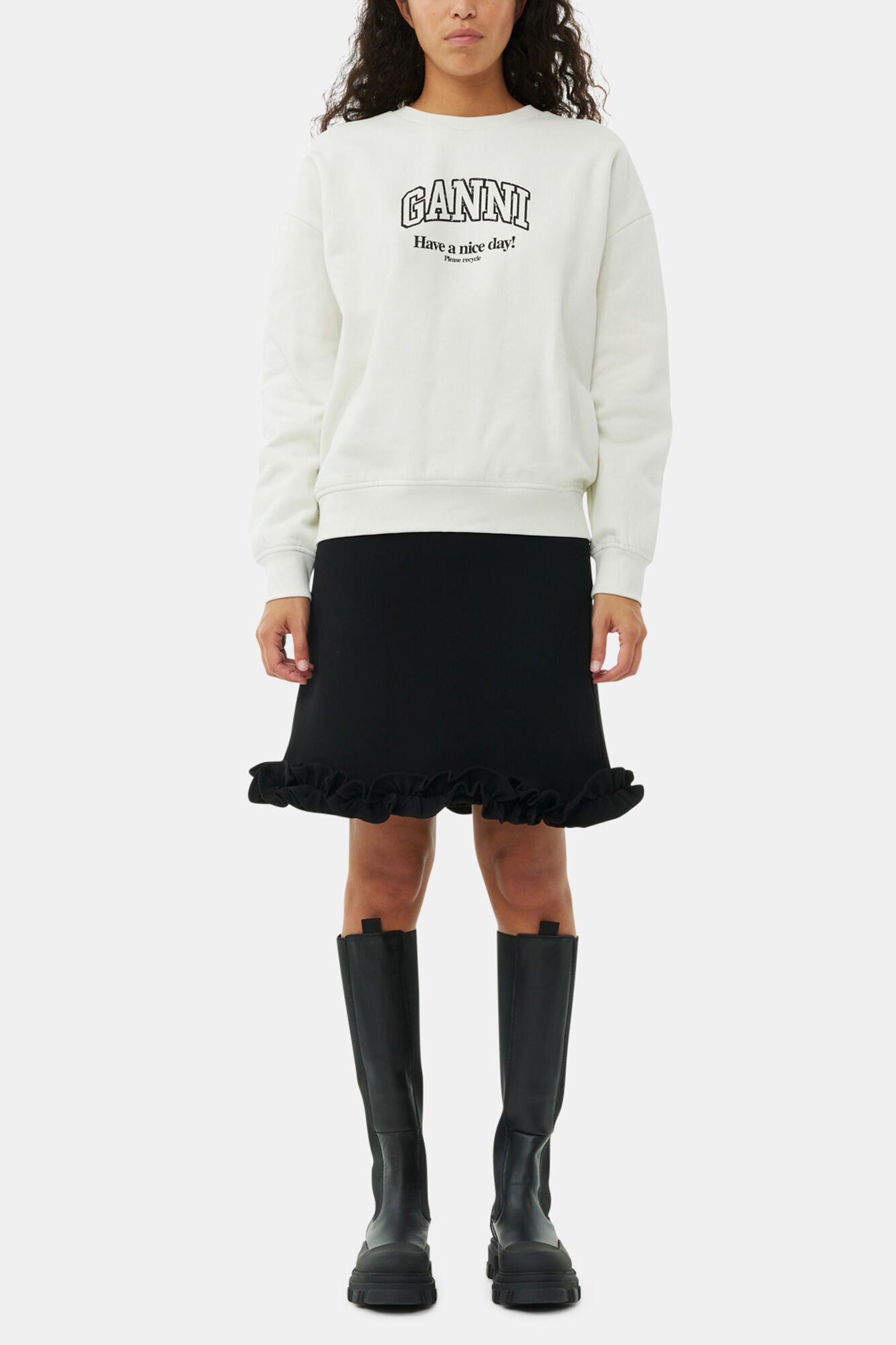 GANNI Online Cleated High Chelsea Boots in Black