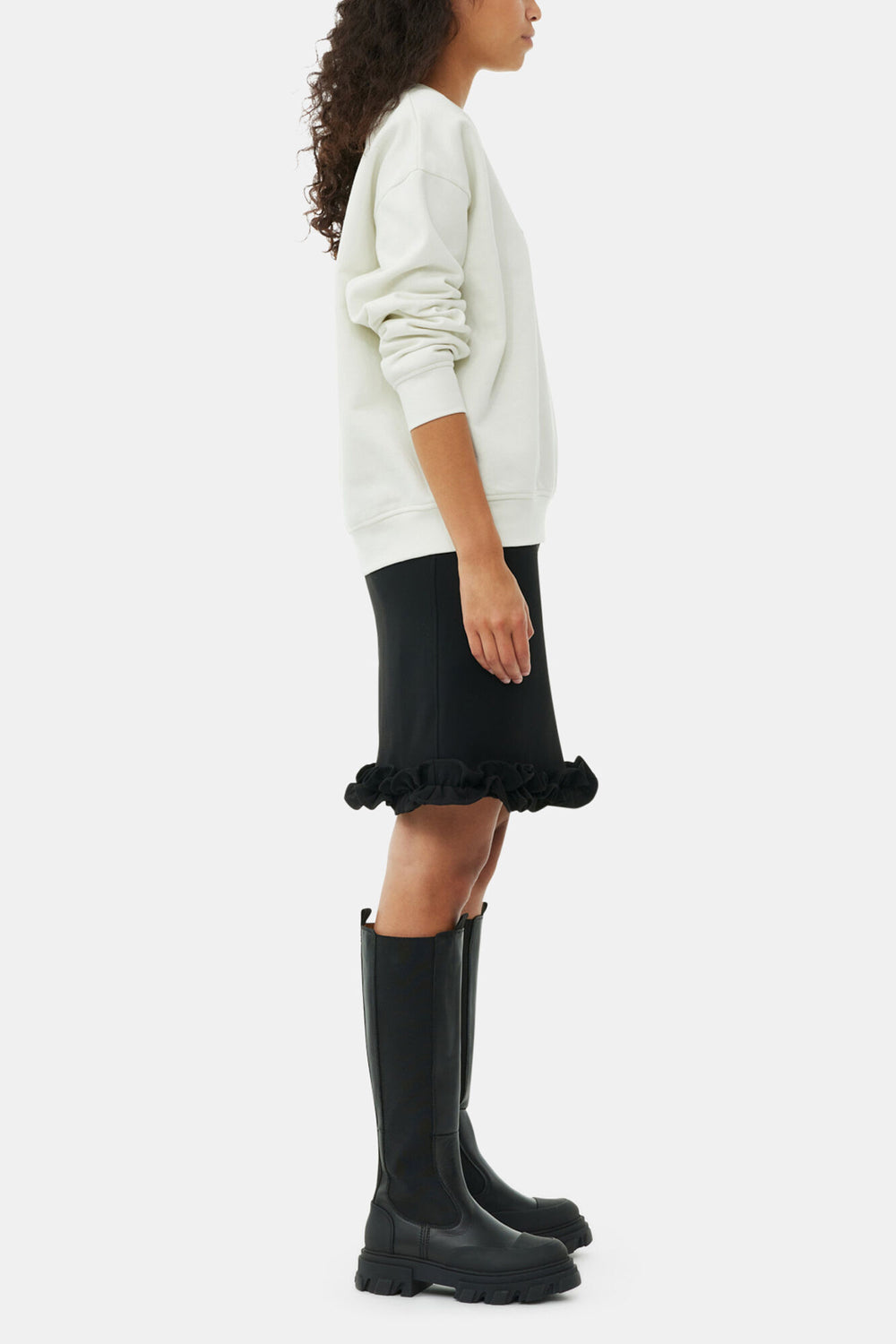 GANNI Online Cleated High Chelsea Boots in Black