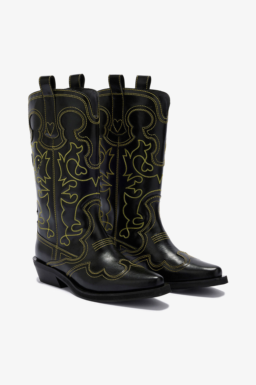 GANNI Hot Sale Mid Shaft Embroidered Western Boots