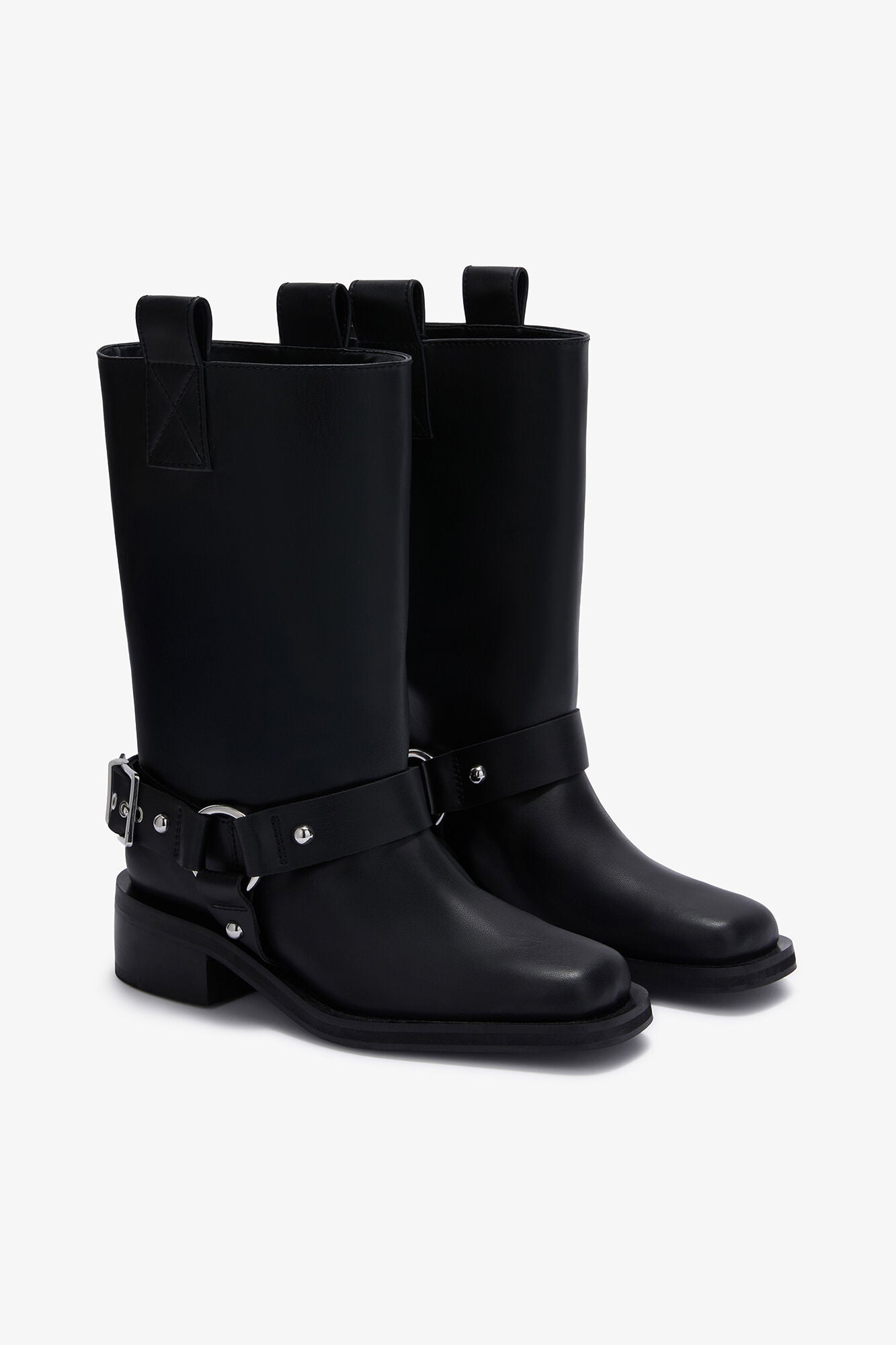 GANNI New Mid Shaft Biker Boot in Black