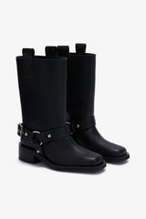 GANNI New Mid Shaft Biker Boot in Black