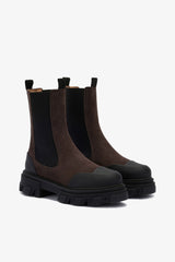 GANNI Online Cleated Mid Chelsea Boots in Brown