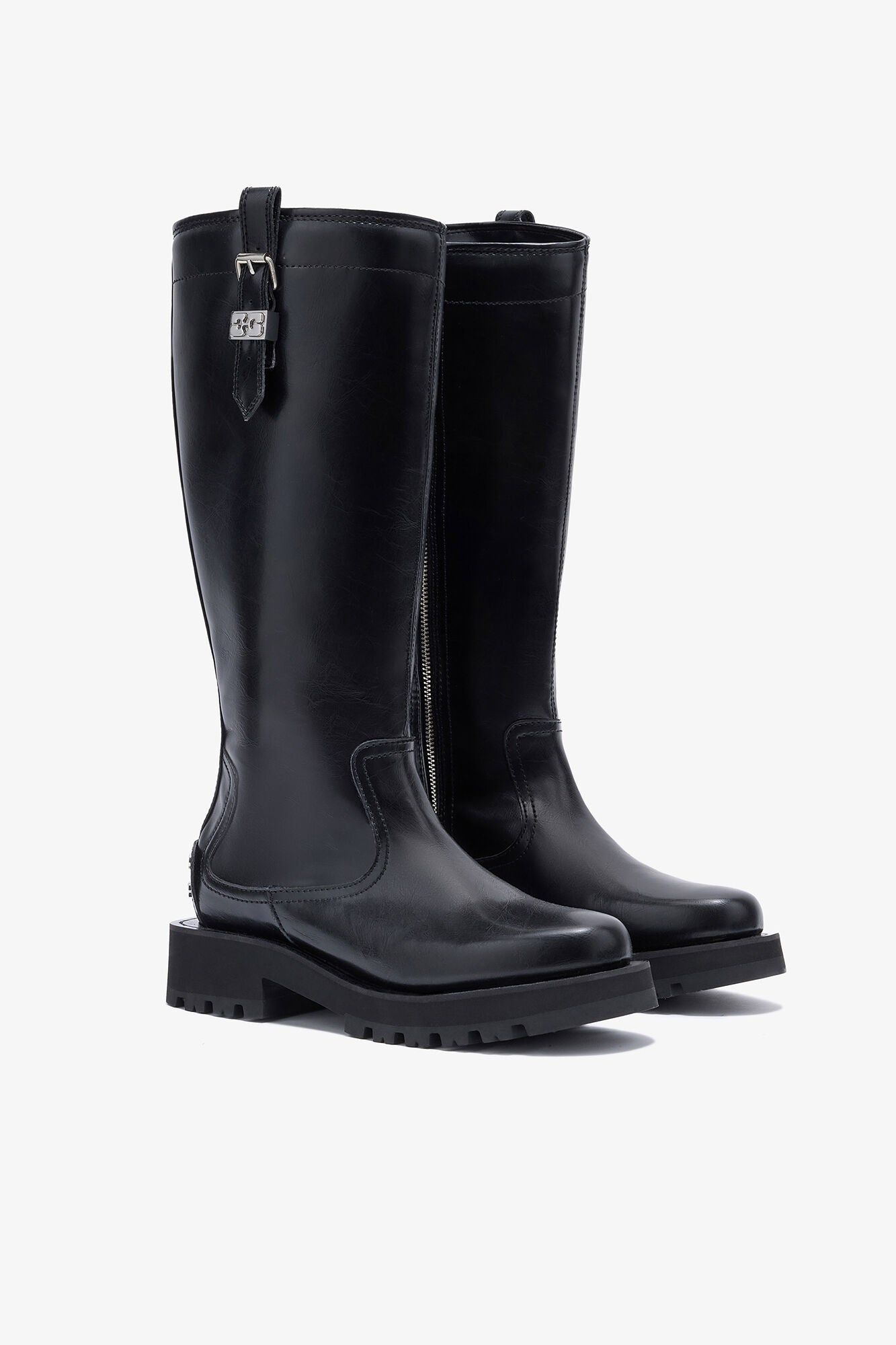 GANNI Sale High Boots in Black Oleatex