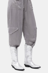 GANNI Sale Silver Mid Shaft Embroidered Western Boots