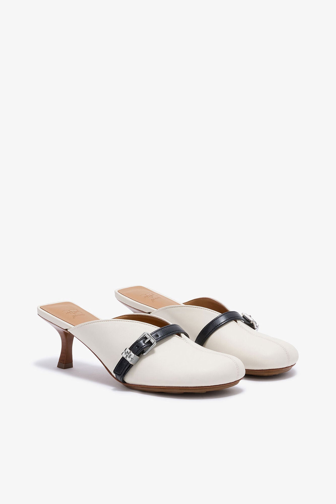 GANNI Hot Sale Sue Heeled Mules in white