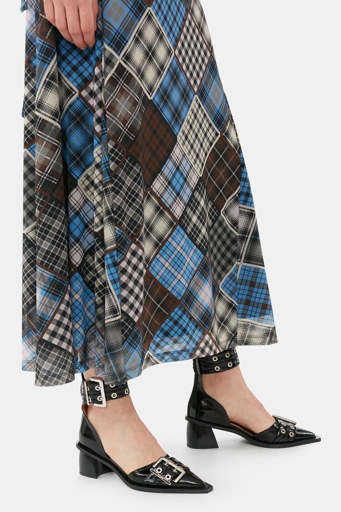 GANNI Online Black Chunky Buckle Open Cut Pumps
