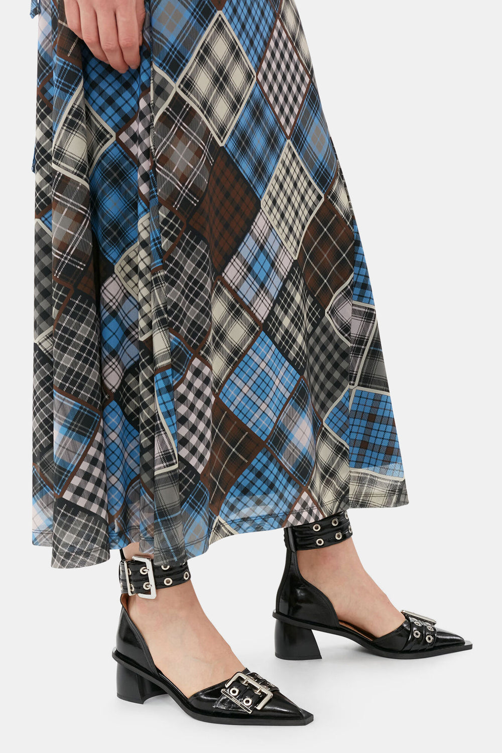 GANNI Online Black Chunky Buckle Open Cut Pumps