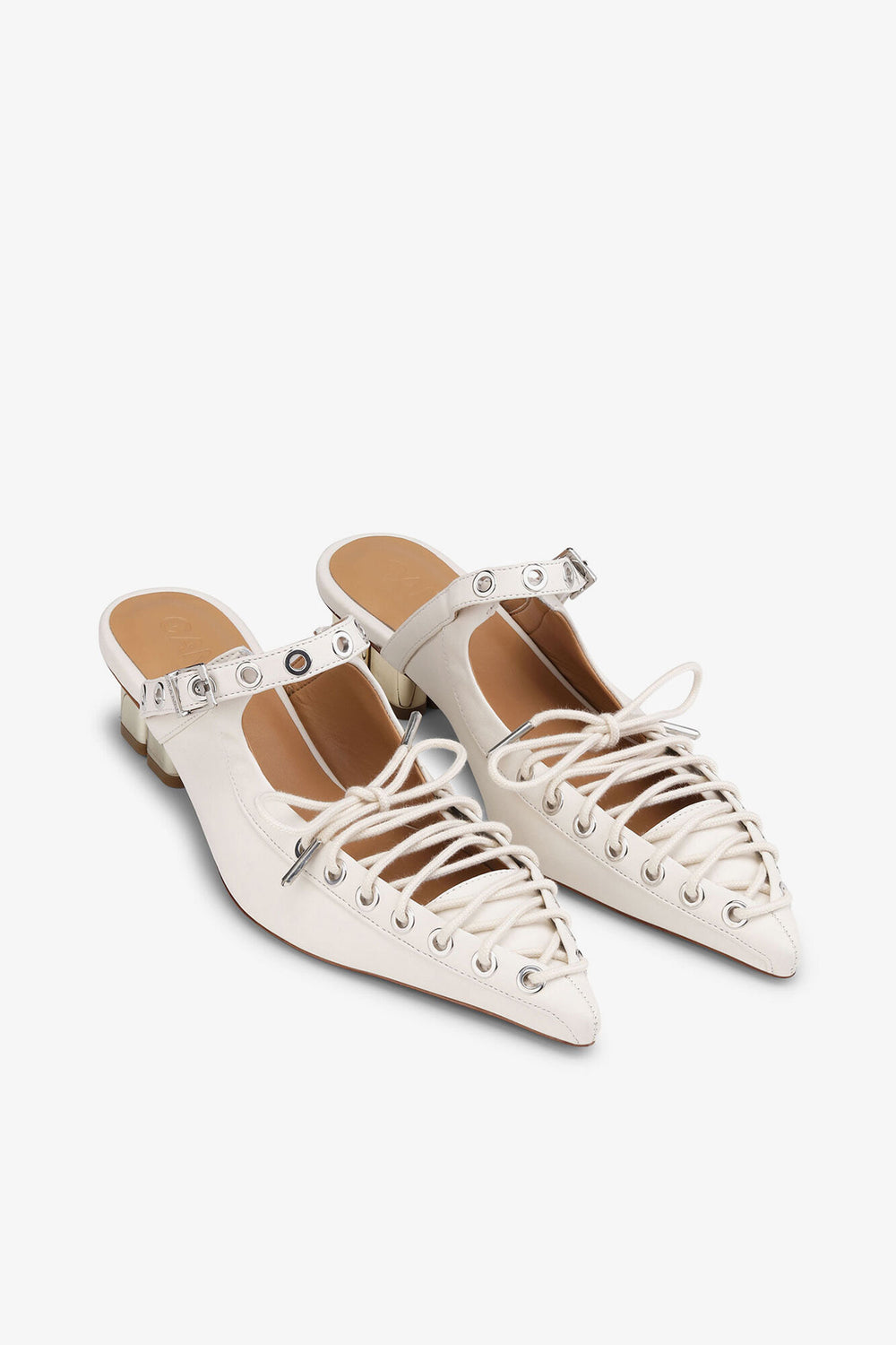 GANNI For Sale Lace-Up Mules in Ivory