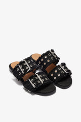 GANNI Outlet Feminine Buckle Two-Strap Sandals in Black