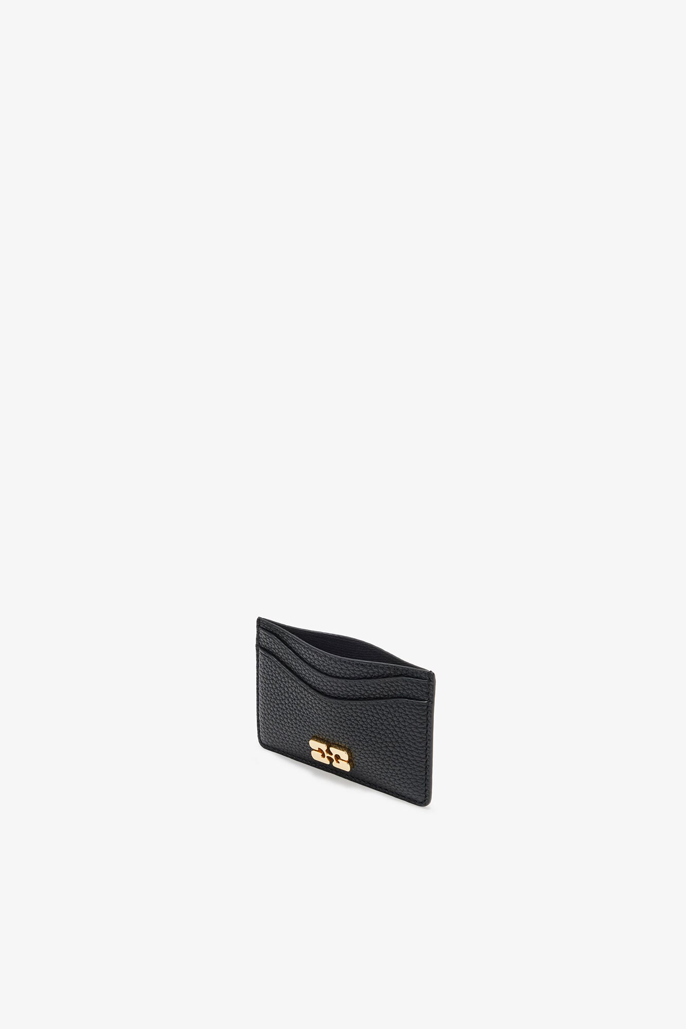 GANNI For Sale Black Card Holder in Grained Black with Gold