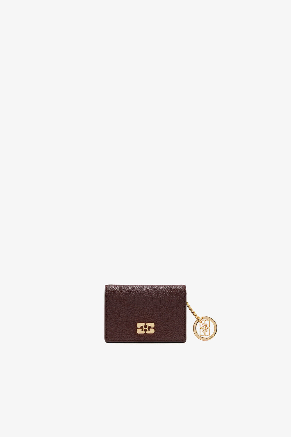GANNI Hot Sale Chicory Coffee Card Holder With Flap in Grained Brown