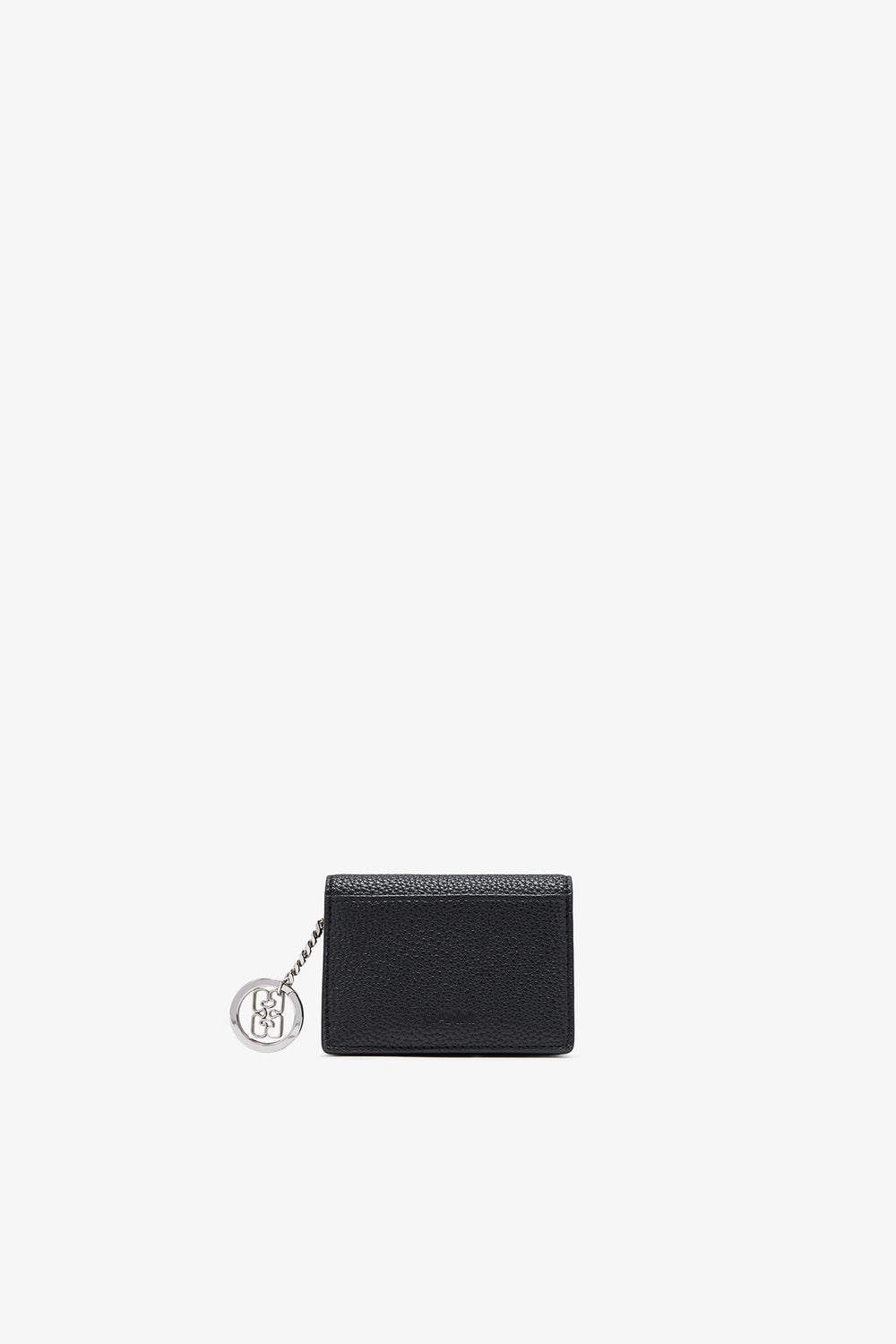 GANNI Online Black Card Holder With Flap in Grained Black
