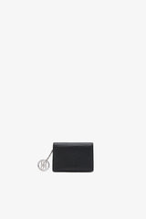 GANNI Online Black Card Holder With Flap in Grained Black