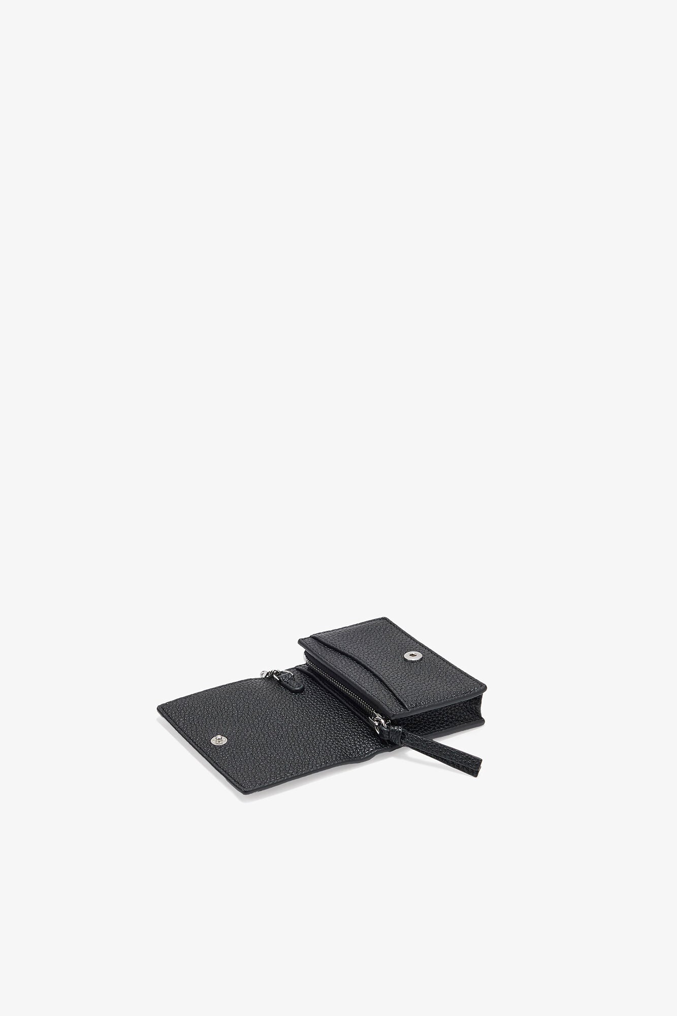 GANNI Online Black Card Holder With Flap in Grained Black