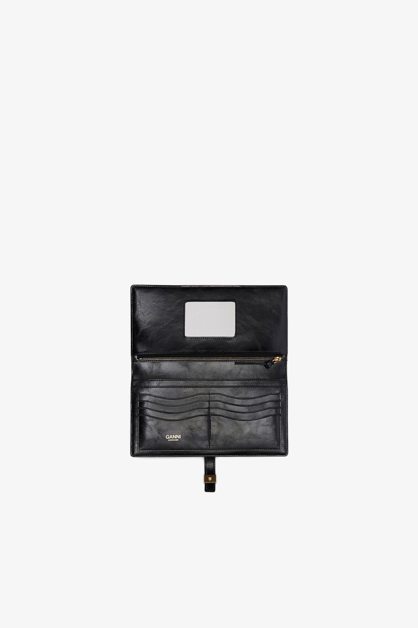 GANNI Hot Sale Black Sue Slim Long Wallet in Black