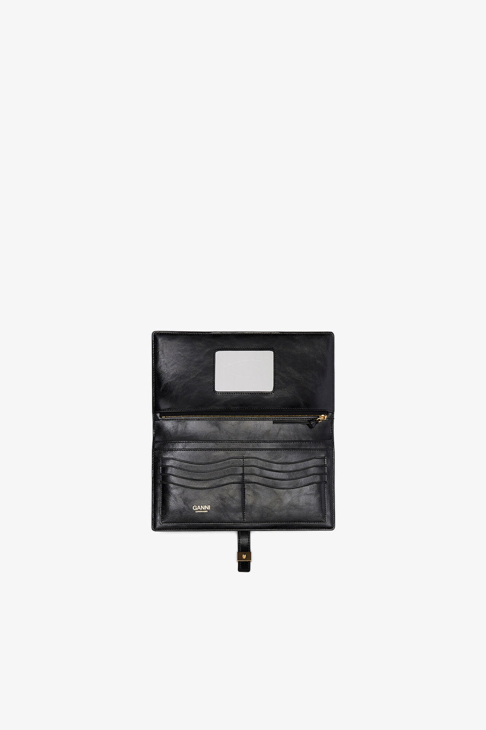 GANNI Hot Sale Black Sue Slim Long Wallet in Black