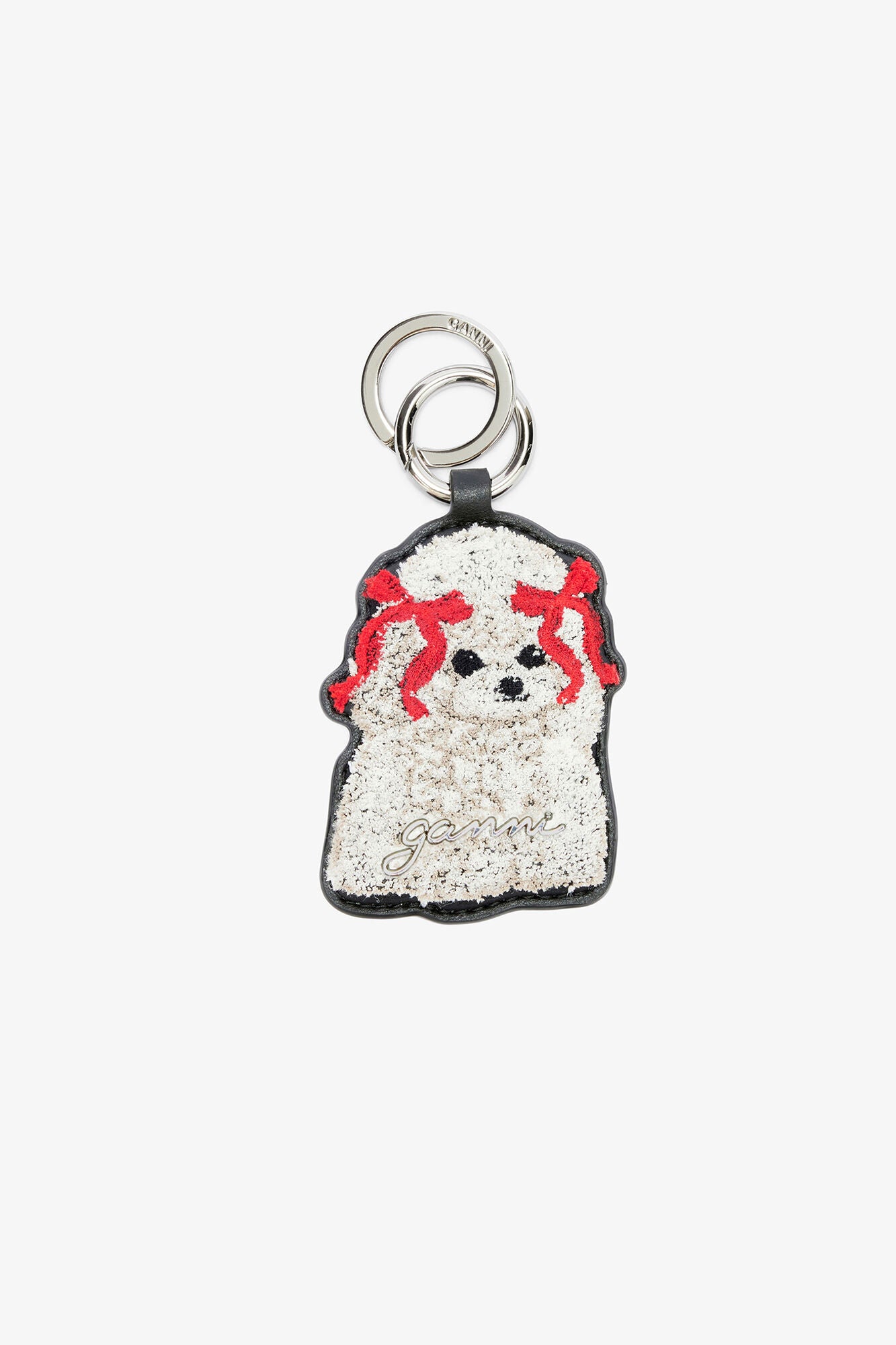 GANNI Hot Sale Black Joy Dog Bow Keyring
