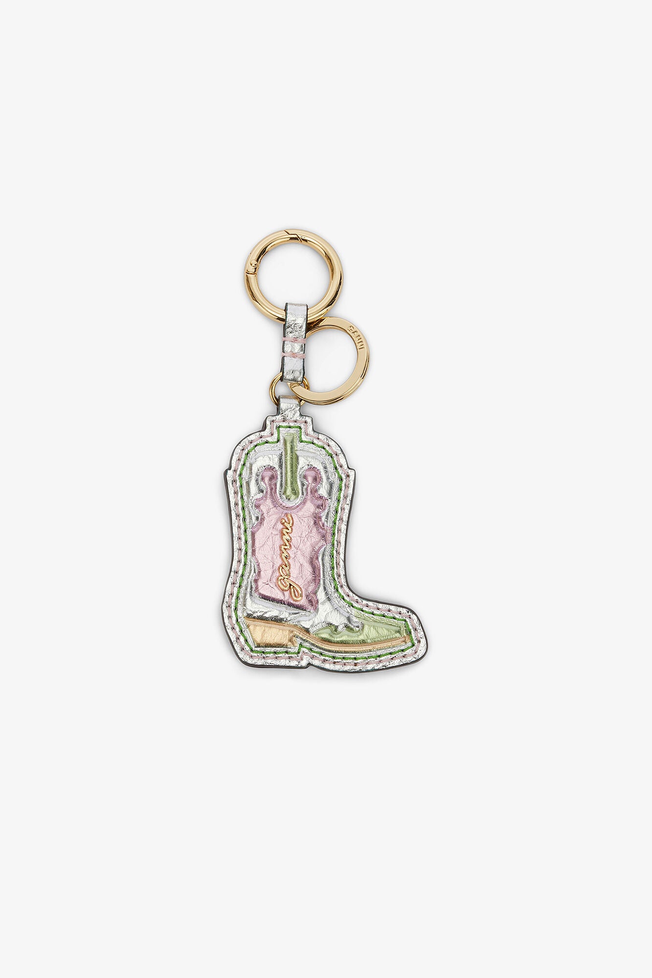 GANNI Discount Multicolour Western Boot Keyring in Metallic