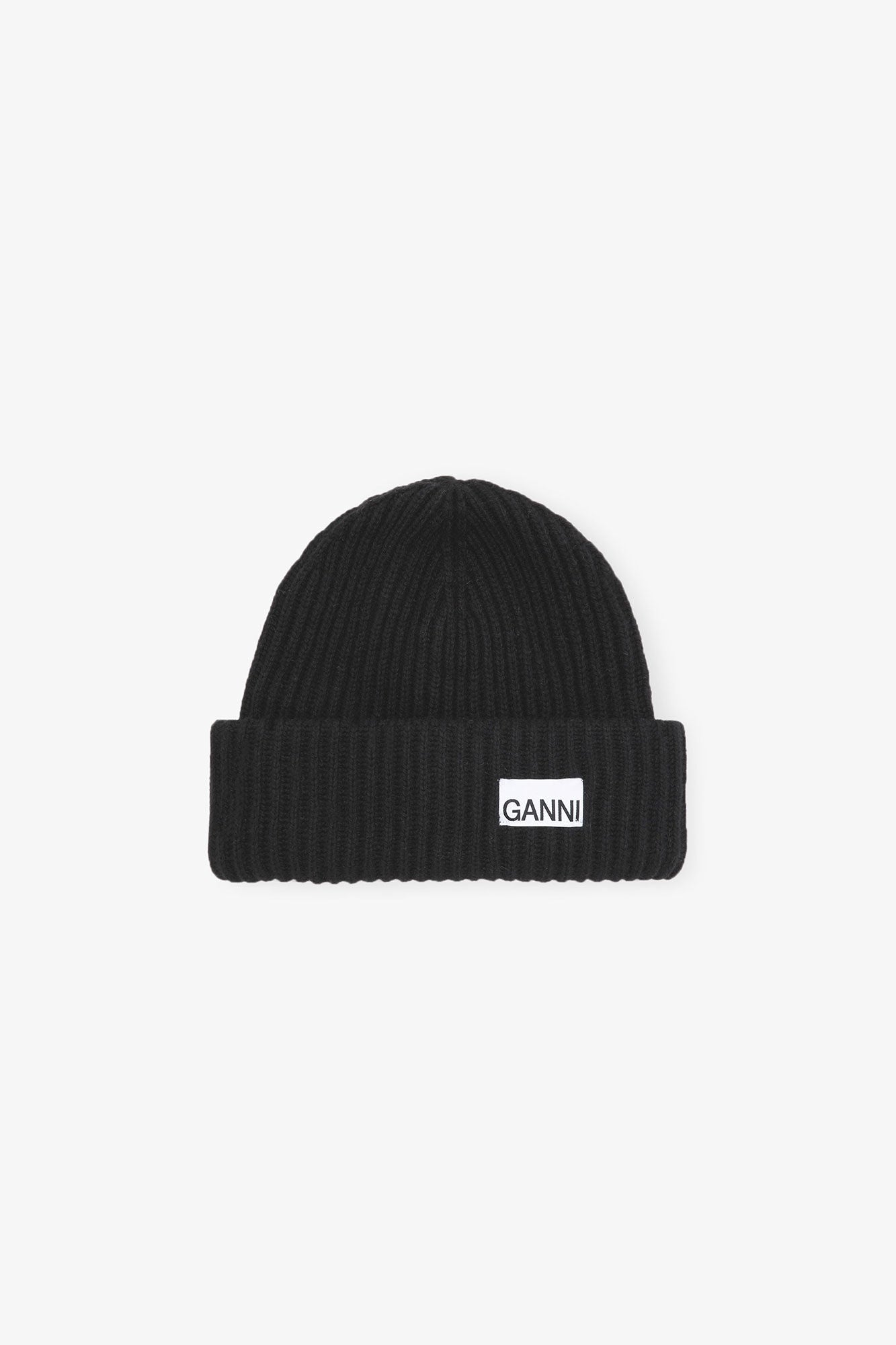 GANNI On Sale Oversized Wool Rib Knit Beanie