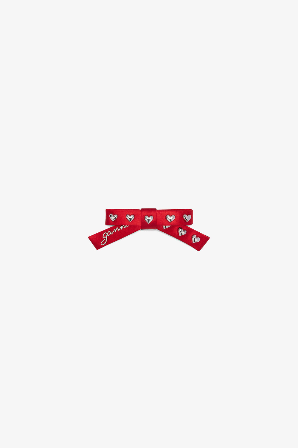 GANNI New Mars Red Red Eyelet Bow Barrette
