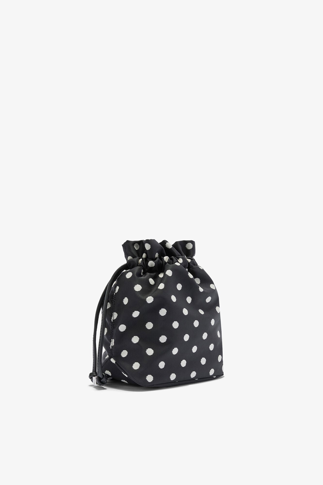 GANNI Online Black Printed Bou Bucket Pouch with Dots