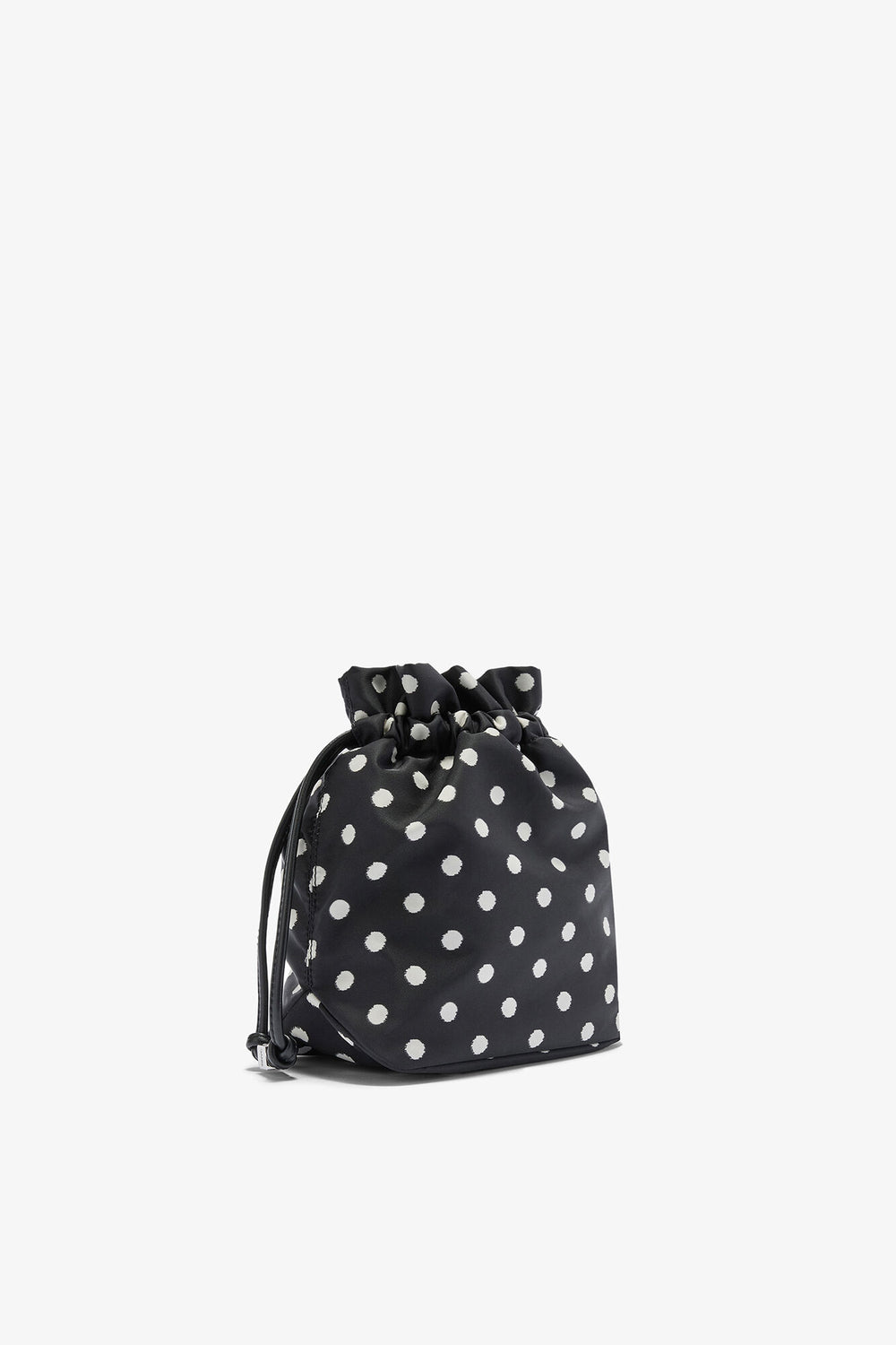 GANNI Online Black Printed Bou Bucket Pouch with Dots