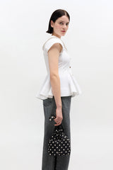 GANNI Online Black Printed Bou Bucket Pouch with Dots